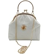 Women Evening Handbag, Velvet Kiss Lock Clutch Purse Bag with Chain for Party Wedding