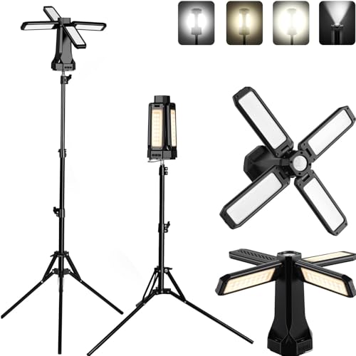 Image of eSynic Rechargeable Telescopic LED Work Light with Detachable Tripod Magnetic Portable Camping Light Dimmable Work Lantern with Torch&SOS Strobe for Garage,Site,Outdoor Camp,Power Outages Emergency