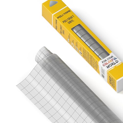 POLI-CRAFT Übertragungsfolie – Transferfolie für selbstklebende Vinyls, universell einsetzbar, transparent mit Ausrichtungsraster, 30,5 cm x 610 cm (VORRATSPACK)