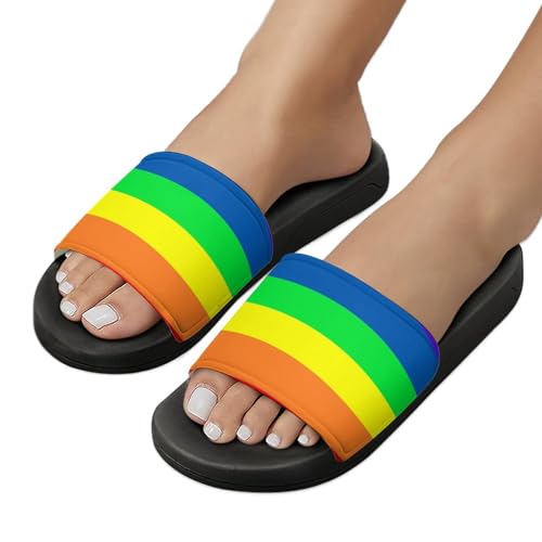 Gay Pride LGBT Rainbow Flag Pattern PVC Home Slippers Non-Slip Shower Sandals Summer Indoor Outdoor Beach for Men And Women4
