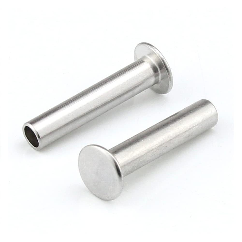 50 rivetti in acciaio inox 304 a testa piatta con gambo mezzo
