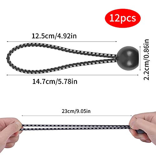 12 Stück Planenklammern Multifunktion Zeltplane Clips Markisenklemme mit 12 Stück Bungee-Seil für Zelte,Abdeckungen,Markisen,Banner, Bootfahren, Gartenarbeit, Vordächer – Bild 4