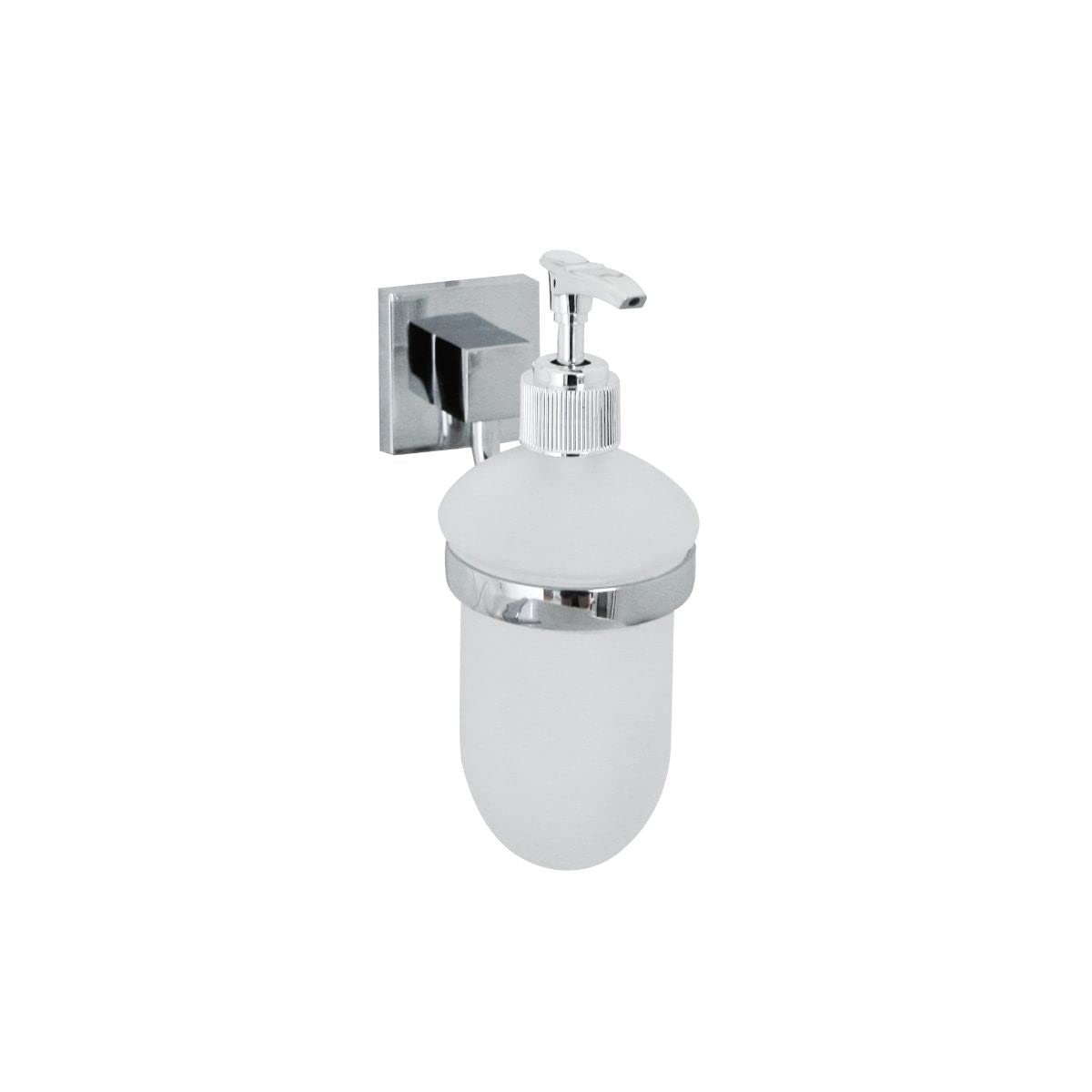 FACKELMANN 86755 Glass Soap Dispenser with Glossy Chrome-Plated Surface Approximately 7 x 17 x 11 cm