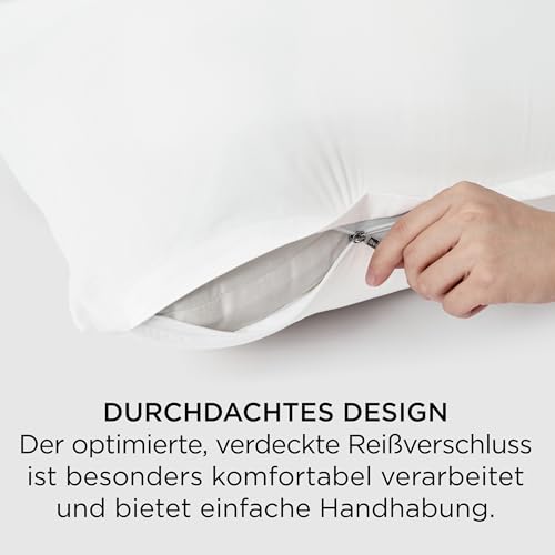 BEDSURE Kissenbezug 40x60 2er Set - 100% Baumwolle Kopfkissenbezug Weiß – Ansicht 4