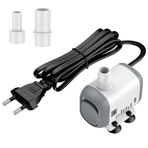 Pawfly Kleine Aquarium Pumpe, 500 LPH Tauchwasserpumpe für Springbrunnen, 8 W Mini-Wasserpumpe mit 0,79 m Hohem Hub, Leise Springbrunnenpumpe für Aquarium, Fischbecken & Wasserfall