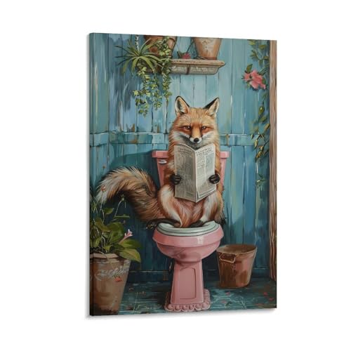 Toile Matisse renard sur les toilettes decoration murale haut de gamme 40x60