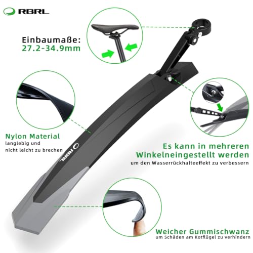 RBRL Fahrrad Schutzblech Set[24-29zoll]，schutzblech MTB ，Universal Fahrradschutzblech，schutzbleche Mountainbike – Ansicht 5