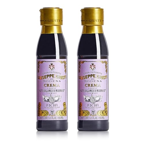 Giusti Fig Balsamic Vinegar Glaze Condiment – Italian Gourmet Balsamic Reduction with Sweet Fig, Rich & Tangy Drizzle for Cheese, Meat, Salads & More - 5.07 fl oz - Pack of 2