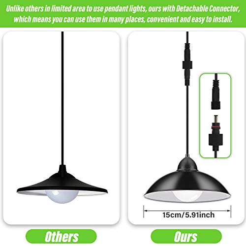 2 Pack Solar Lights Outdoor, Cord LED Solar Shed Lights 32.8FT, Remote Control Pendant Lamp with Adjustable Solar Panel, IP65 Waterproof for Indoor Home Decor Garden Patio Yard-Daylight White - Image 7
