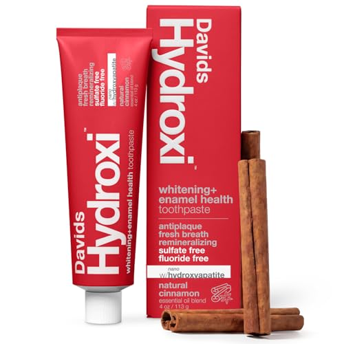 Image of Davids Hydroxi Fluoride Free Nano Hydroxyapatite Toothpaste for Remineralizing, Sensitive Support, Whitening, Antiplaque, SLS Free, Cinnamon, 4oz, Made in USA