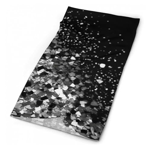 Pañuelos cabeza sedoso y elegante cubrebocas negro y blanco de purpurina para exteriores