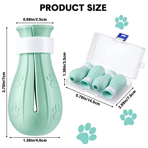 Image of Anti-Scratch Cat Shoes for Cats Only, Adjustable Cat Feet Claw Covers Prickly Anti-Off Shoes, Cat Grooming Supplies Silicone Cat Paw Protector Boots for Bathing Shaving Checking Treatment (Green)