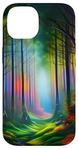 Dreamy Rainbow Color Forest Trail - �f�W�^��AI�A�[�g �X�}�z�P�[�X iPhone 14 �p