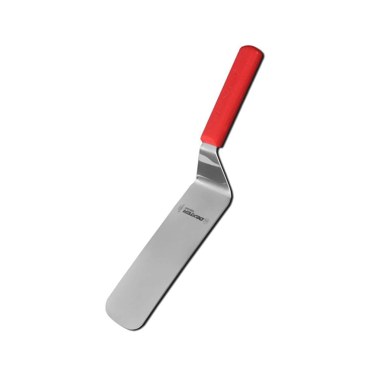 Dexter-Russell 19693R Sani-Safe Cake Turner, 8" x 3" Solid Offset Blade, Dexsteel Blade, Beveled Edge, Red Textured Polypropylene Handle, NSF, Made in USA