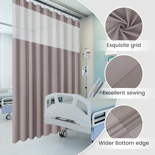 Image of Inherent Flame Retardant Hospital Curtain Room Divider, Basement Divider,Grommet Privacy Medical Clinic Curtain(1 Panel, 9x8FT,Grey)