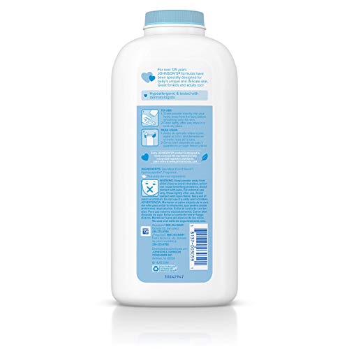 Image of Johnson's Baby Powder with Naturally Derived Cornstarch Aloe & Vitamin E, Hypoallergenic, 22 oz (Pack of 6)
