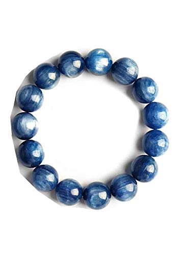 Bracelet cyanite bleue 14mm | Bijou perles naturelles et élastique pour homme & femme