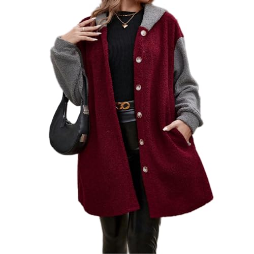 Women Long Cardigan Coat Faux Fur Classic Stylish with Hood & Pockets, Soft Warm Winter Outerwear, Machine Washable
