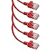 Beszin Cat6A UTP Slim Ethernet Network Molded Booted Cable 28AWG 550MHz, Patch Cable, 10Gigabit High Speed LAN Ethernet Cable (2Ft, Red, 5-Pack)