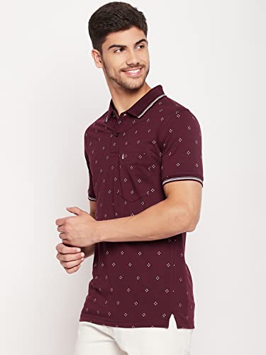 Image of UNIBERRY Men's Cotton Blend Half Sleeve Printed Polo Neck T-Shirt Has A Short Sleeve & Pocket On ChestBZRMT6-MR