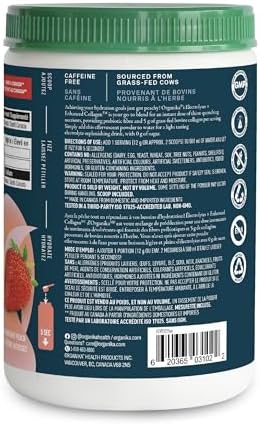 Organika Canadian-Made Electrolytes + Enhanced Collagen - Strawberry Peach Flavour - Sugar-Free Hydration | 5g Protein + 100% of Daily Vitamin C - 360g, 30 Servings — view 8