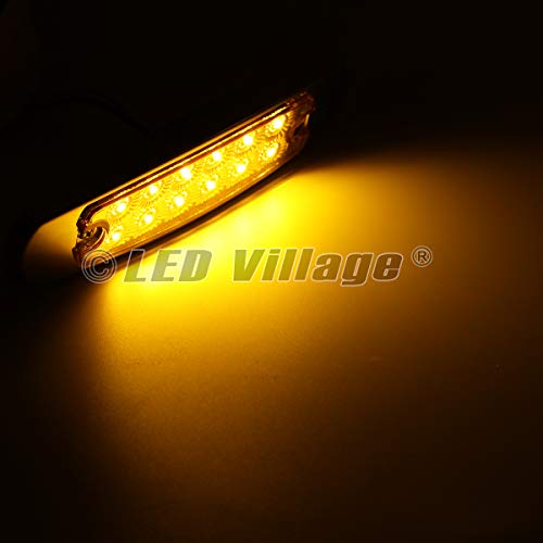 Ledvillage 20 Pcs 6.4 Inch Clear Lens Amber Led Thin Side Maker Light Parking Turn Signal Lamp For Truck Trailer Ute Bus Rv Sealed Bulb W/Chrome Housing 24V Dc Bb24 #TOP7