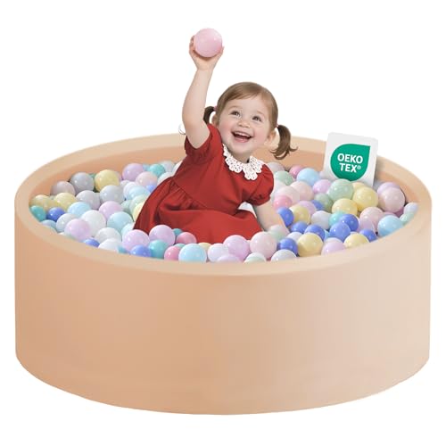 Zedachica Ball Pit for Toddlers 35.43''x11.81 Baby Ball Pit Soft Memory Foam Ball Pool Round Kids Ball Pit Indoor and Outdoor Game Kids Play Ball Pool Ideal Gift for Girls and Boys (Beige, NO Balls) by Zedachica - Used condition - US$36.77