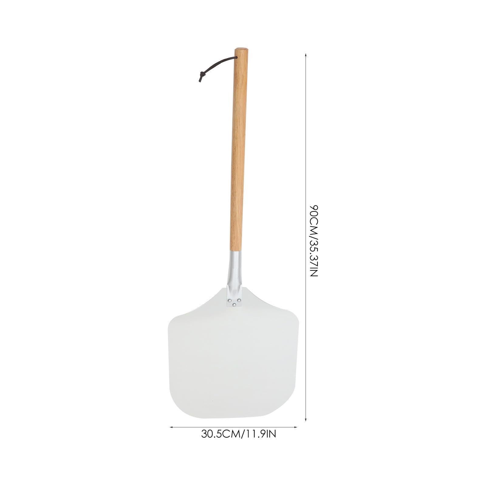 2 Stück Praktische Pizza schaufel mit Abnehmbarem Griff, Aluminium korpus und Glattem Holzgriff, Platzsparend, Hitzeschutz für Sicheres Backen, Vielseitiges Küchenzubehör