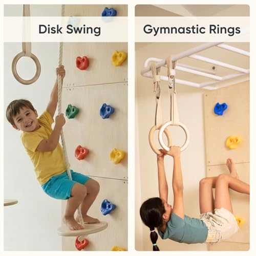 Image of Curious Cub Jungle Gym for Kids Indoor | Kids Gym Play Set | Contains Monkey Bar, Gymnastics Ring, Disk Swing, Rope Ladder for Kid to Play Indoor Fun Activity for Ages 4+ (UL3- 7 FEET)