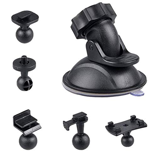 Yirdapall 車載 ドライブレコーダー 吸盤 マウント 360度回転 吸盤式 ホルダー ブラケット 車載 ドライブレコーダー 5種類アダプター付き 脱着可能 取付ブラケット 車にアクションカム/GPS/カーナビ等を固定