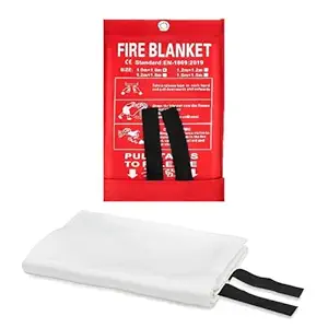 Foscadit Fire Blanket for Kitchen and Emergency, Fiberglass Safety Cover, 1x1 Metre Fire Extinguisher Blanket for Home, School, Grill, Car, Office, Warehouse