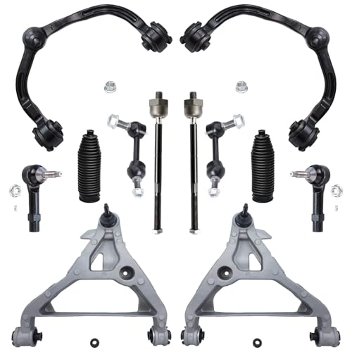 Image of Detroitaxle - Front Upper Lower Control Arms + Inner Outer Tie Rods + Sway Bar Links & Boots Replacement for Ford Expedition Lincoln Navigator [Standard Sus. ONLY] - 12pc Set