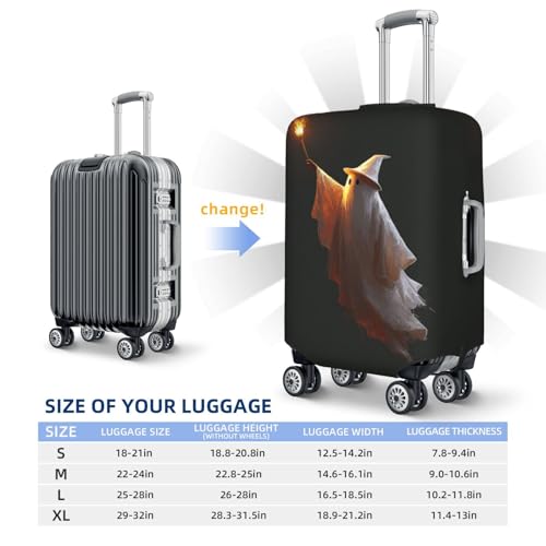 Cute Ghost Holding Up An Orange Torch Elastic Travel Luggage Covers Dustproof Scratch-Resistant Suitcase Protector Fit 22-24 Inch4