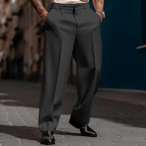 Mens Solid Color Simple Business Casual Straight Suit Pants Pants Fluff Yeah Slide3