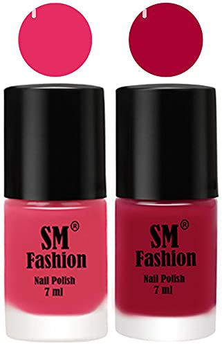 Image of Long Lasting Nail Polish | Nail Paint Combo 7 ml Each) - Set of 2 Dark Rose Pink-Dark Magenta