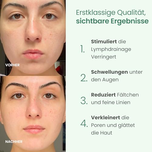 PLANTIFIQUE Jade Gesichtsroller und Gua Sha Stein Set - Natürliches Jade Face Roller & Guasha für Lymphdrainage und Massage Gesicht, Augenroller - Gesichtsmassage Roller 2