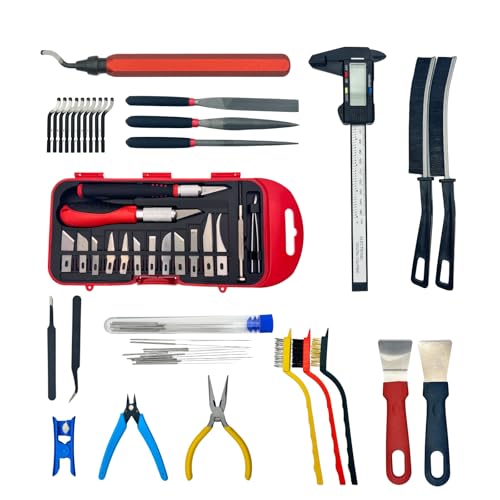 3D Printer Tool Kit, 67pcs 3D Printer Accessory with Scraper, Nozzle Tool, Micro Cutter, Tweezer, Mat and Necessary Tools for Debarring, Cleaning, Remove, Smoothing, Drilling, Craving
