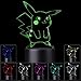 3D Illusion LED Veilleuse, 7 Couleurs Changement Progressif Toucher Switch USB Lampe de Table pour Des Cadeaux De Vacances ou Décorations pour La Maison（Animal 3D）