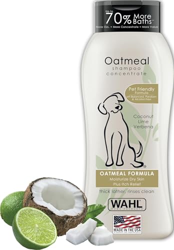 Wahl USA Dry Skin & Itch Relief Pet Shampoo for Dogs – Oatmeal Formula with Coconut Lime Verbena...