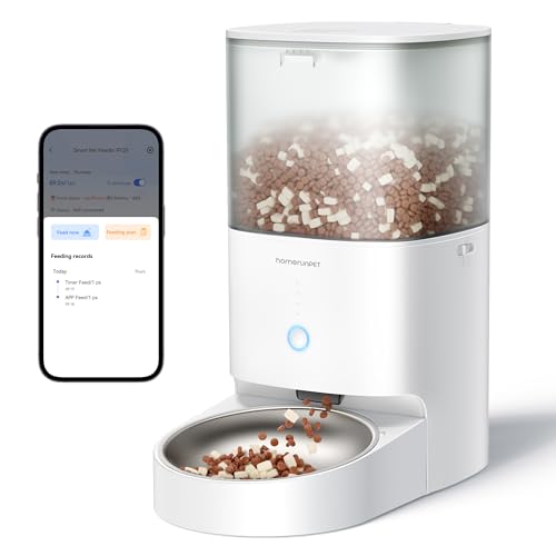 Homerunpet Smart Automatic Cat Feeder, No Jam Freeze Dried Safe,