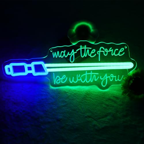 Lightsaber Neon Sign May The Force Be With You Neon Sign Usb Power LED Swords Light Wall Decor for Bedroom Living Room Best Gifts for Kids Men Fans