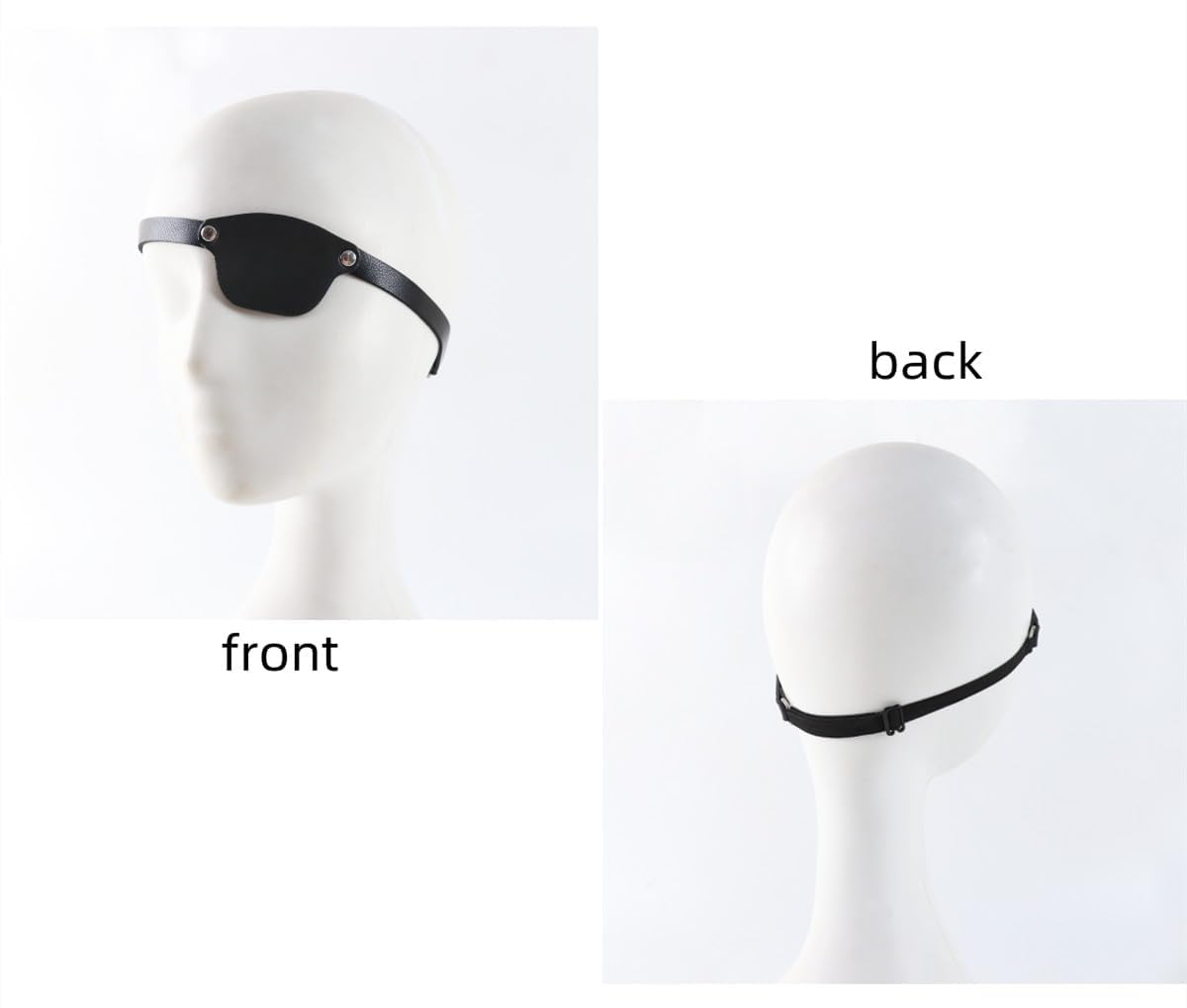 IBLUELOVER Pirate Eye Patch Medieval Eye Cover Adjustable Pirate Captain Fancy Dress Black PU Leather Eyepatch for Halloween Costume Prop Carnival Role Play - Image 3