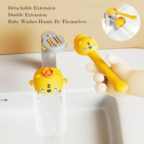 Image of Faucet Handle Extender Set, Faucet Extender for Kids Child Sink Extender Kids Hand Wash Helper Faucet Extender for Bathroom Sink-Yellow