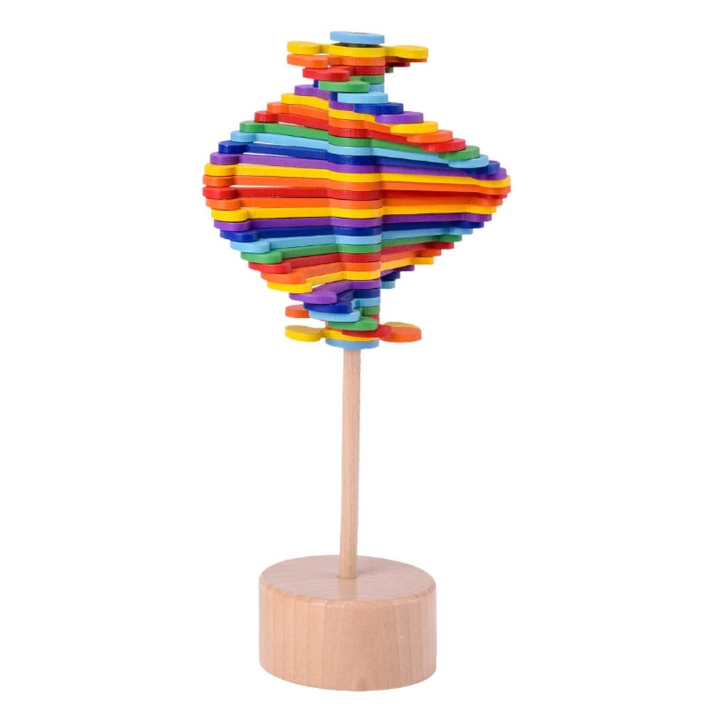 Colorful Wood Wand Stress Relief Toy Rotating Lollipop Creatively Art Decoration Office Decompression Boy Girls