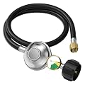 Rushare 3FT Propane Regulator Hose with Gauge, QCC1 x 3/8" Female Flare