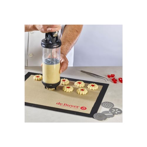 de Buyer LE TUBE Pastry Press - Includes 13 Cookie Discs & Two Tips - Easy to Use - Dishwasher & Freezer Safe - Made in France - Thumbnail 2