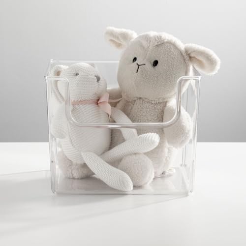 mDesign Square Plastic Toy Storage Organizer Bin with Labels - Open Front Container Boxes for Organizing Drawers, Dressers, Cubbies or Closet - Ligne Collection - Includes 4 Bins + 24 Labels - Clear - Image 3