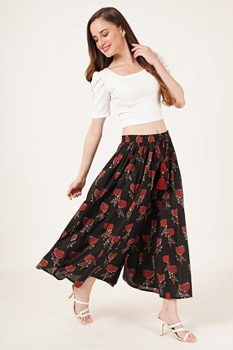 Image of COTLAND Fashions Jaipuri Cotton Printed Flared Palazzo Pants for Women