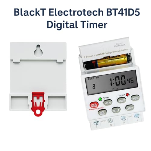 Image of BlackT Electrotech BT41D5 Digital Timer Switch 30A, 230V | Programmable Timer with 24 ON /Off Programs, Cyclic & Manual Start /Stop Delay | for Geyser, Water Pump, Lights, and Motors
