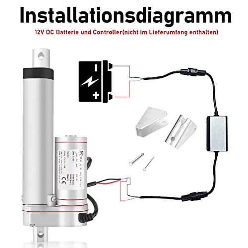 Randaco 1500N Linear Actuator, 50/100/150/200/250/300/400 MM Linearantrieb Linearmotor Verstellantrieb DC12V-Motor, Lineartechnik-Aktuatoren für Elektrisch Motor DIY Auto Möbel Lifting Sofa (200MM)